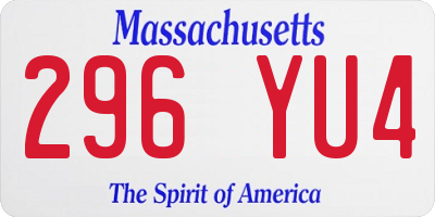 MA license plate 296YU4