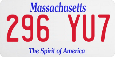 MA license plate 296YU7