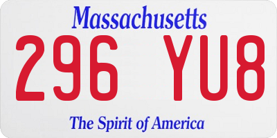 MA license plate 296YU8