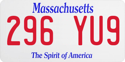 MA license plate 296YU9