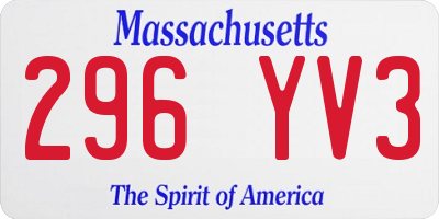 MA license plate 296YV3