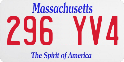MA license plate 296YV4