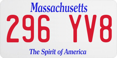 MA license plate 296YV8