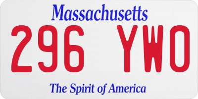 MA license plate 296YW0