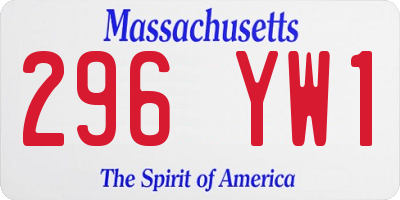 MA license plate 296YW1