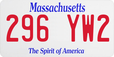 MA license plate 296YW2