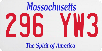 MA license plate 296YW3