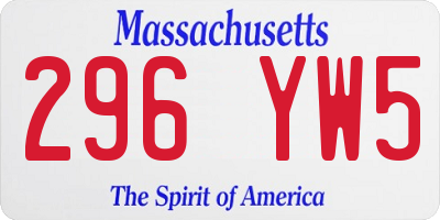 MA license plate 296YW5