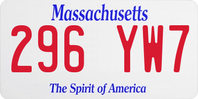 MA license plate 296YW7
