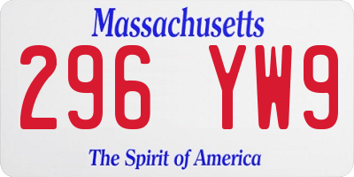 MA license plate 296YW9