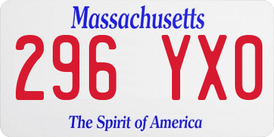 MA license plate 296YX0
