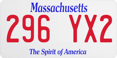 MA license plate 296YX2