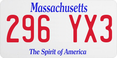MA license plate 296YX3