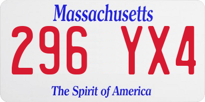MA license plate 296YX4