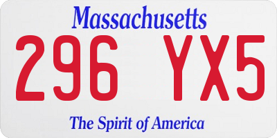 MA license plate 296YX5