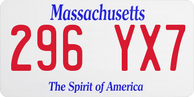 MA license plate 296YX7