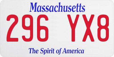 MA license plate 296YX8
