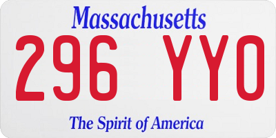 MA license plate 296YY0