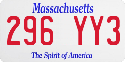 MA license plate 296YY3