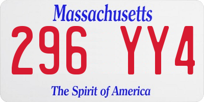 MA license plate 296YY4