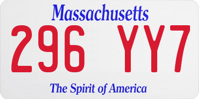 MA license plate 296YY7