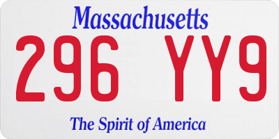 MA license plate 296YY9