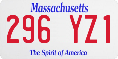 MA license plate 296YZ1