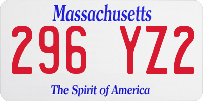 MA license plate 296YZ2