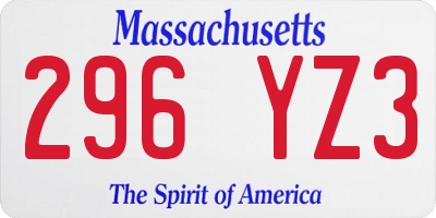 MA license plate 296YZ3