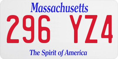 MA license plate 296YZ4