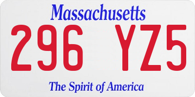 MA license plate 296YZ5