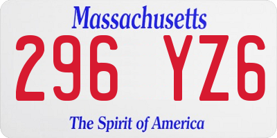 MA license plate 296YZ6