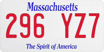 MA license plate 296YZ7