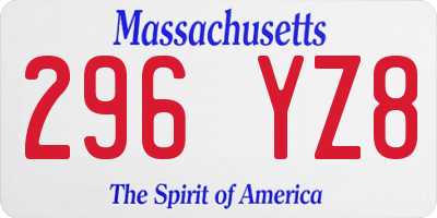 MA license plate 296YZ8