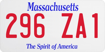 MA license plate 296ZA1