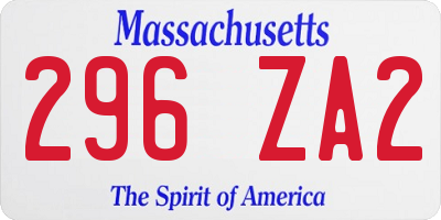 MA license plate 296ZA2