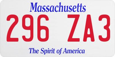 MA license plate 296ZA3