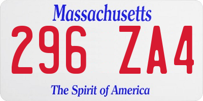 MA license plate 296ZA4