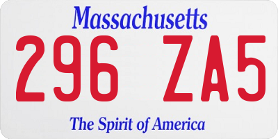 MA license plate 296ZA5
