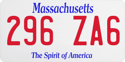 MA license plate 296ZA6