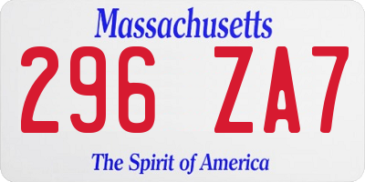 MA license plate 296ZA7
