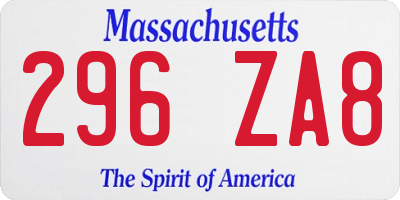 MA license plate 296ZA8