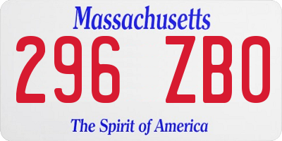 MA license plate 296ZB0