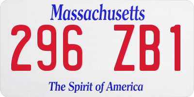 MA license plate 296ZB1