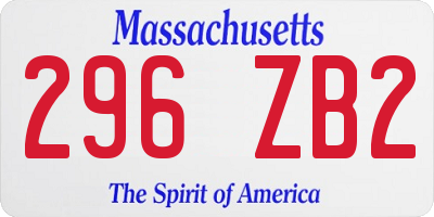 MA license plate 296ZB2