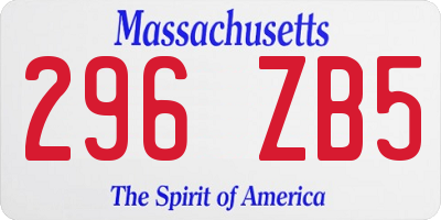 MA license plate 296ZB5