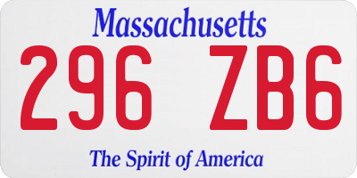 MA license plate 296ZB6