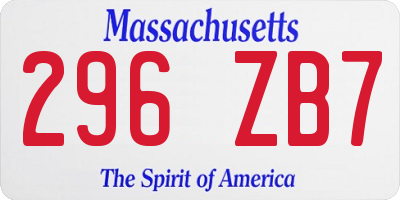 MA license plate 296ZB7