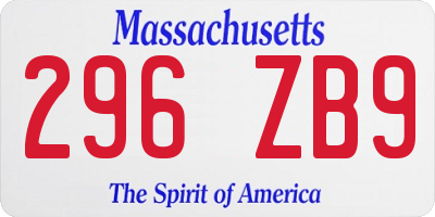 MA license plate 296ZB9