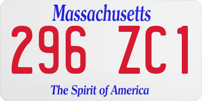 MA license plate 296ZC1
